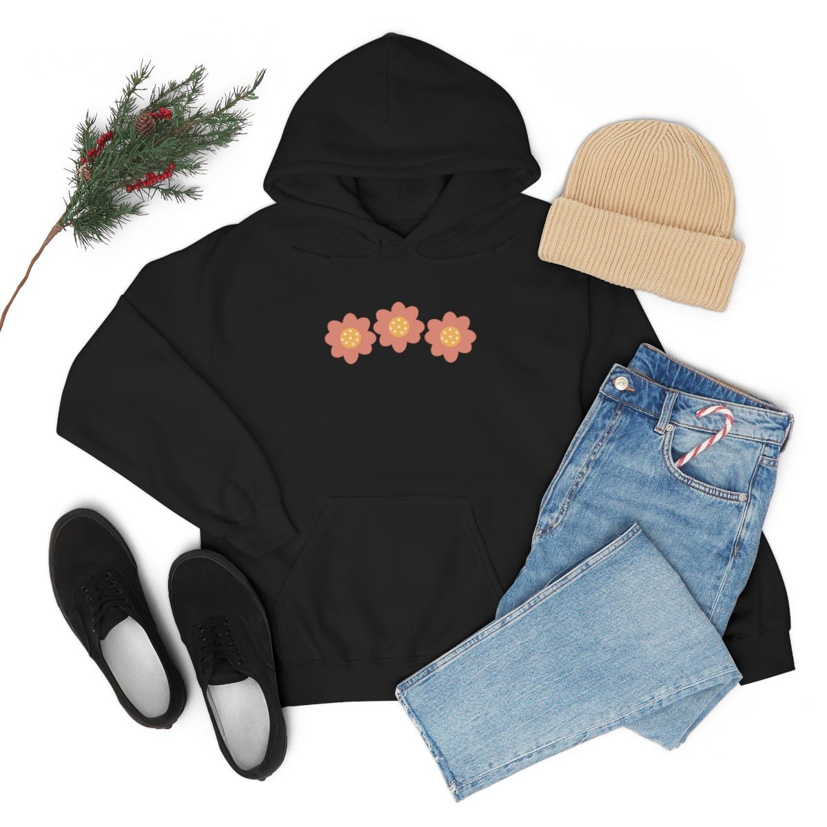 Hand drawn flower Hooded Sweatshirt