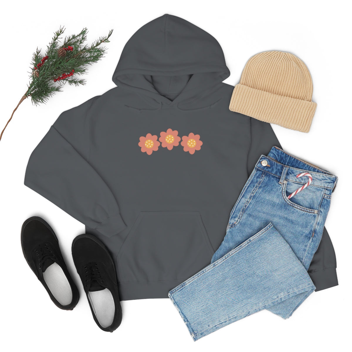Hand drawn flower Hooded Sweatshirt