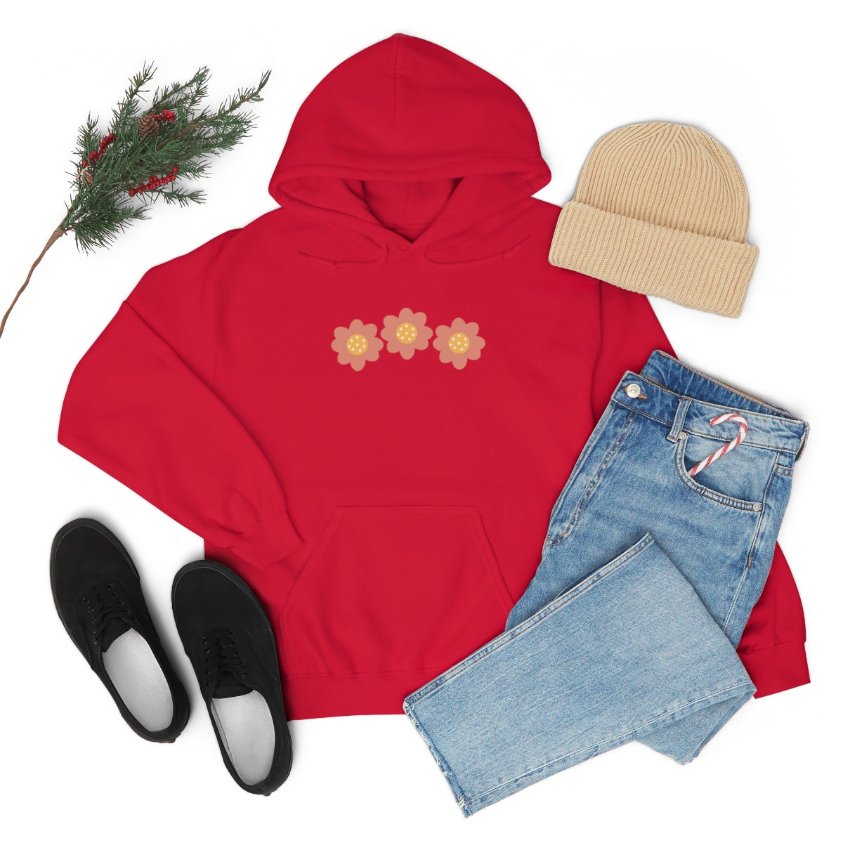 Hand drawn flower Hooded Sweatshirt