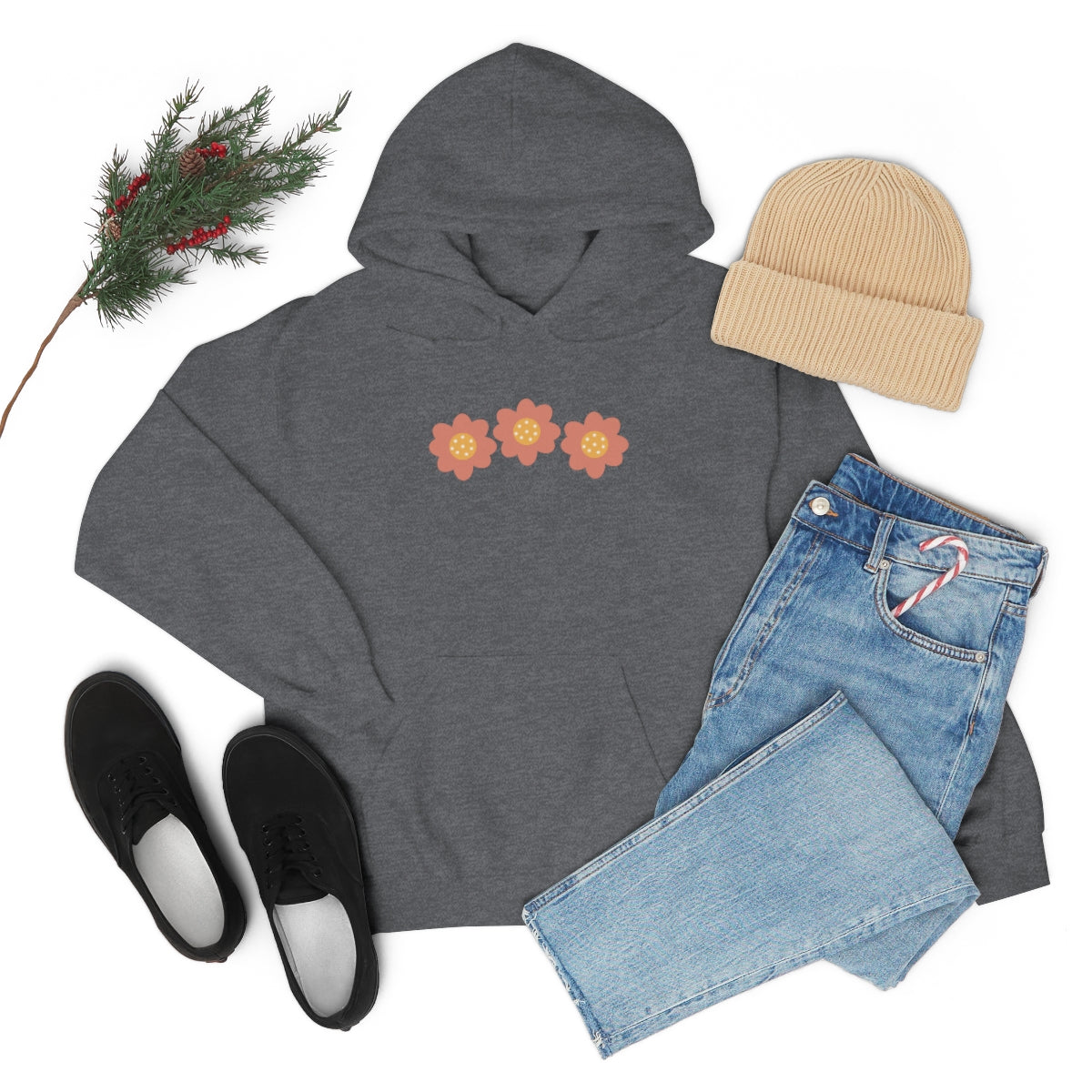 Hand drawn flower Hooded Sweatshirt