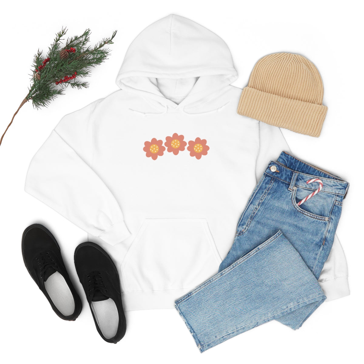Hand drawn flower Hooded Sweatshirt